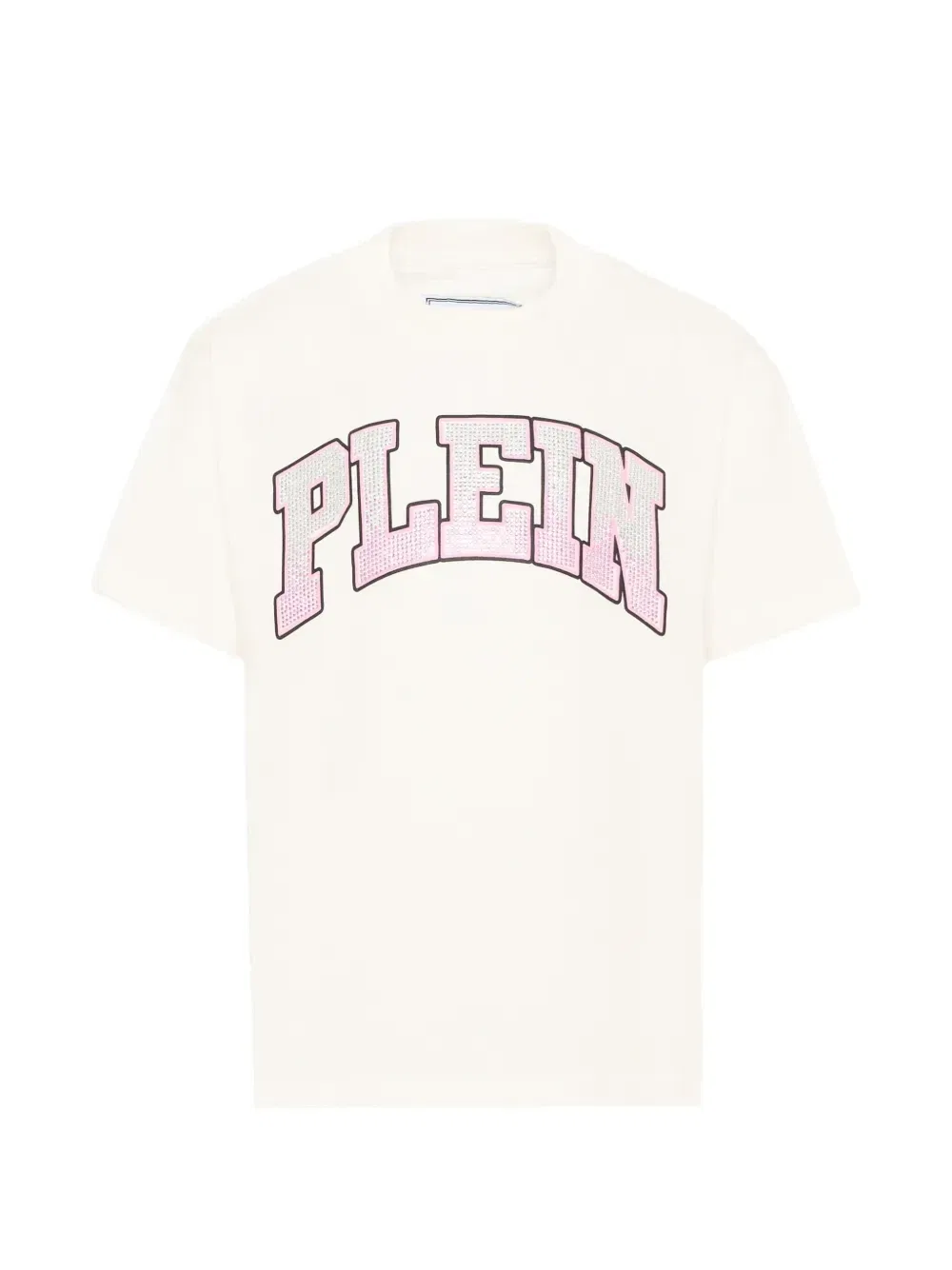 Футболка с логотипом, украшенным кристаллами Philipp Plein Junior, бежевый