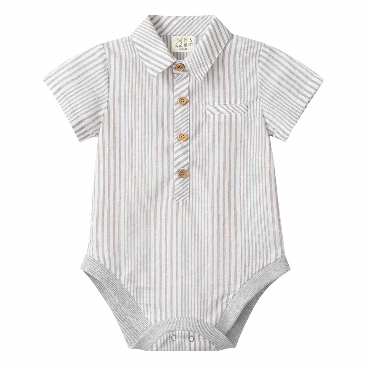 Детский боди-комбинезон для мальчиков с принтом Helford Woven ME & HENRY, Cream/White Stripe