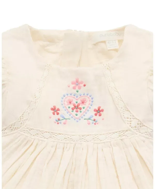 Детское платье с вышивкой Puff Short Sleeve Purebaby, Cloud — фото 4