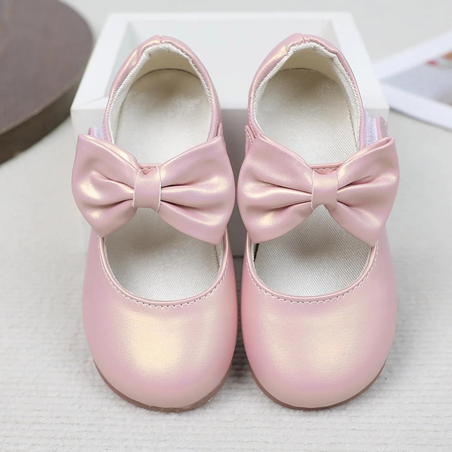 Детские балетки для девочек с бантом, модель Mary Jane Ballet Flats, Pink — фото 4