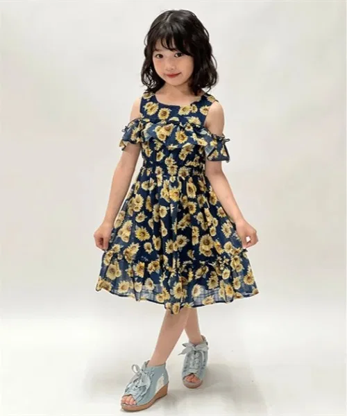 Детское платье с принтом подсолнухов, модель Sunflower, axes femme, Navy