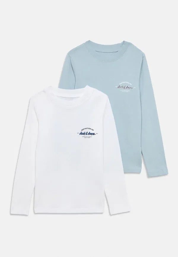 Комплект из двух футболок Jjbrandon с круглым вырезом и длинными рукавами Jack & Jones Junior, белый/небесно-голубой — фото 3