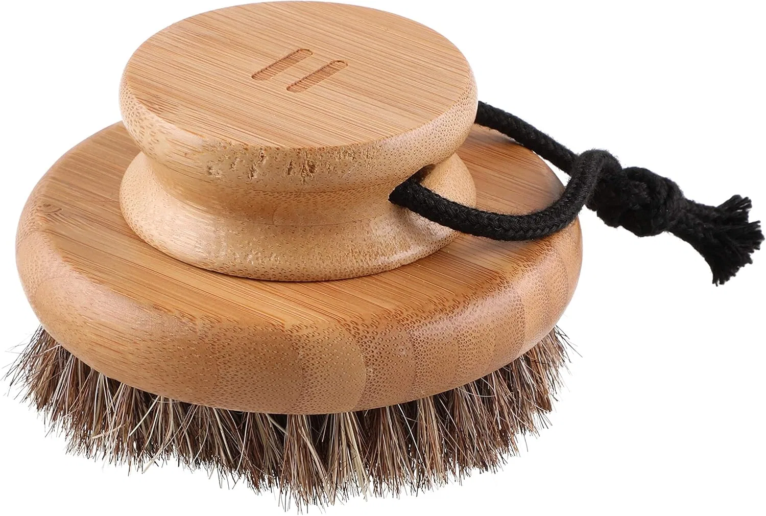 Круглая щетка для тела из бамбука с натуральной щетиной, Rento, 9.5 см, Wood