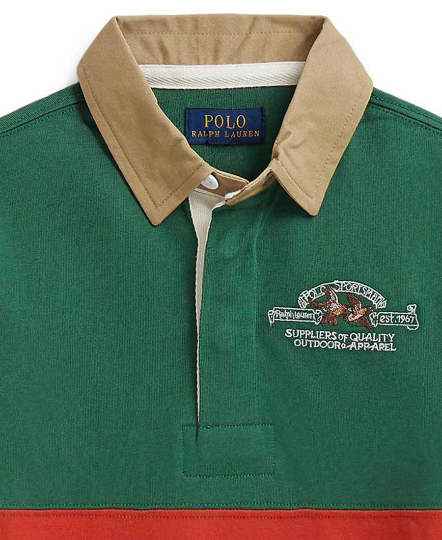 Детская рубашка-регби Polo Sportsman Cotton Rugby Shirt Polo Ralph Lauren, Verano Green Multi — фото 3