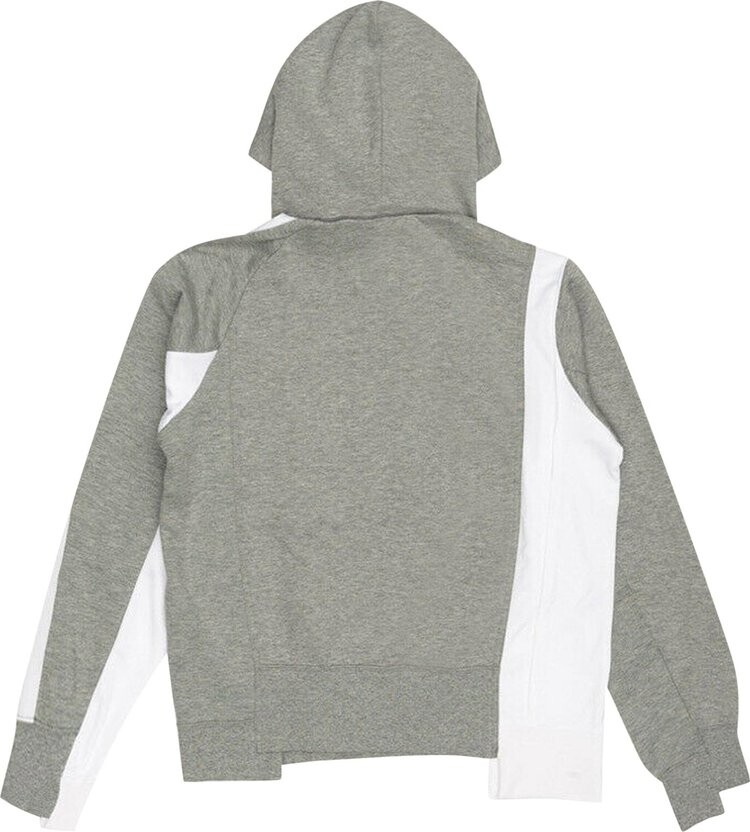 Худи Nike x Sacai Double-Zip Hoodie 'Dark Grey Heather/White', серый — фото 3