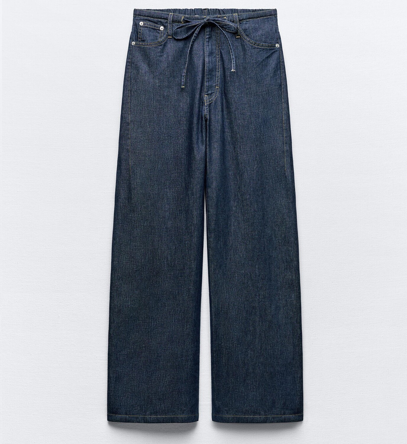 

Брюки Zara Flowing Denim-effect, темно-синий