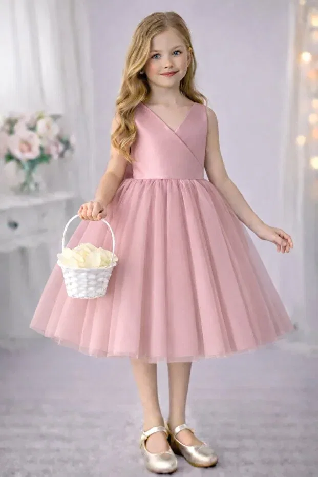 Детское платье для девочек с запахом Sare Suneh, Powder Pink