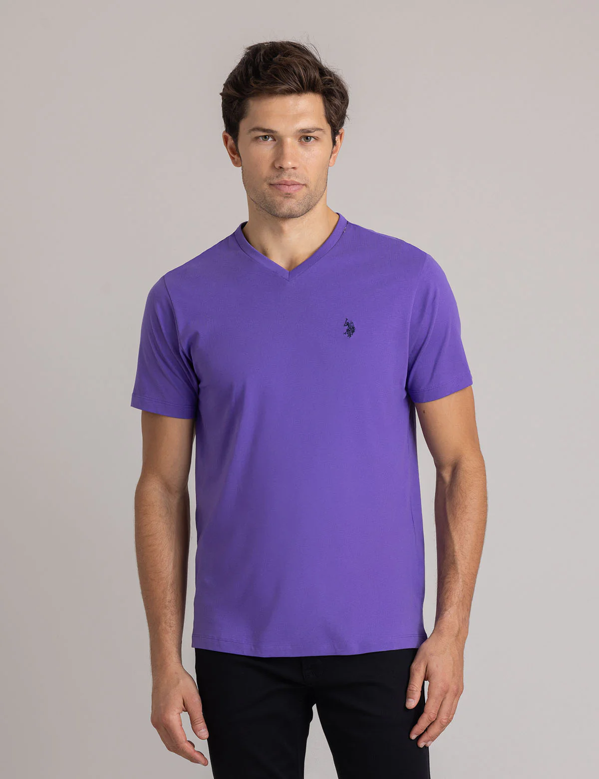 

Футболка-поло U.S. Polo Assn Solid V-neck, фиолетовый