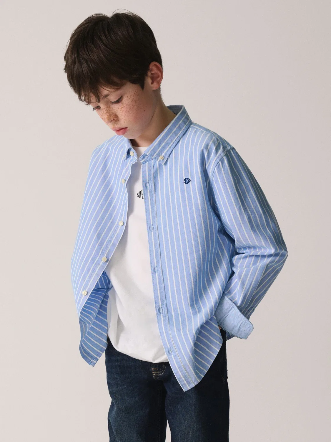 Рубашка с вышивкой Superdry Blue Stripe, Синяя полоска
