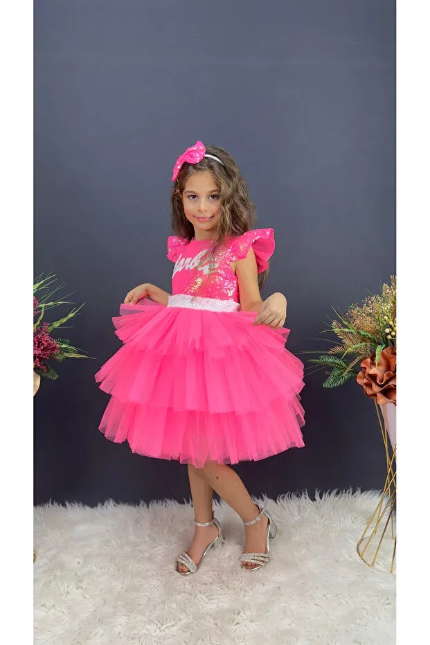 Детское платье для девочек без рукавов Crowned birthday party evening dress Delfini Kids, Pink — фото 2