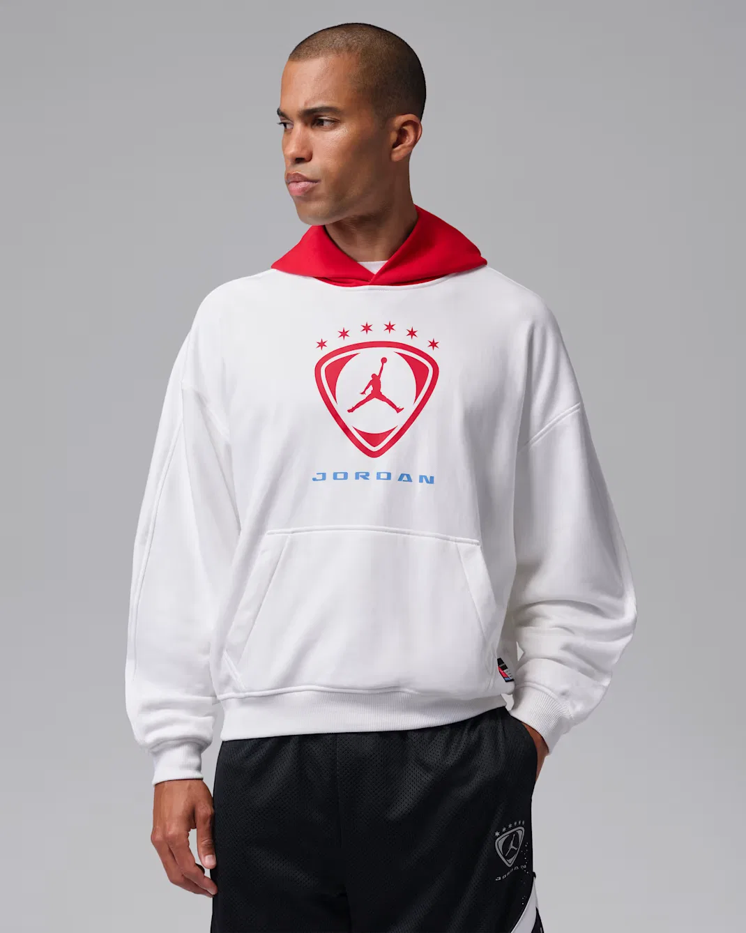 Мужская флисовая толстовка с капюшоном Jordan Brooklyn, White/University Red/University Red