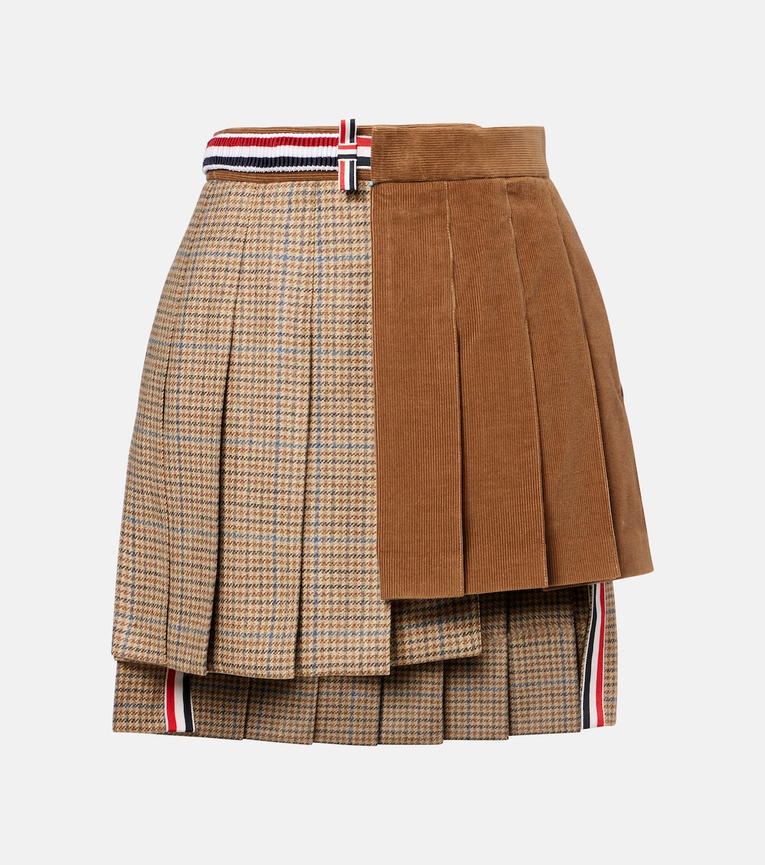 

Асимметричная шерстяная мини-юбка Thom Browne, коричневый