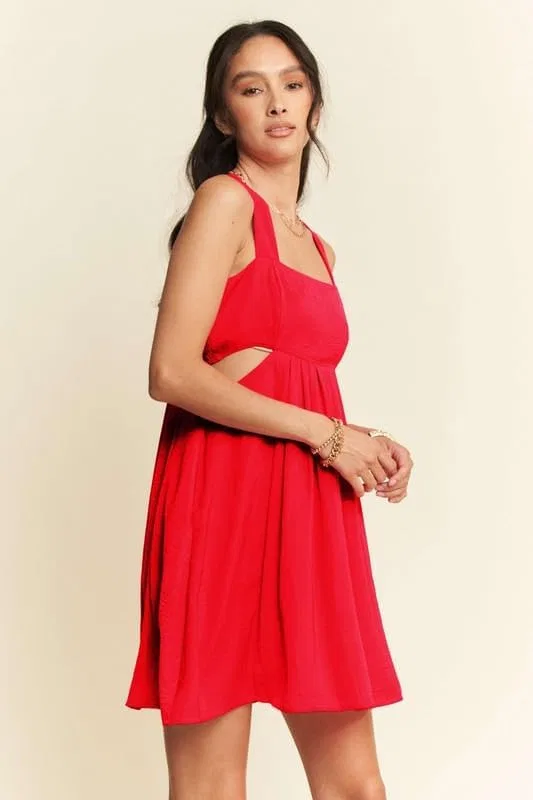 Женское мини-платье с вырезом из сатина Washed Satin Cutout Skirt Bandeau, Orange — фото 2