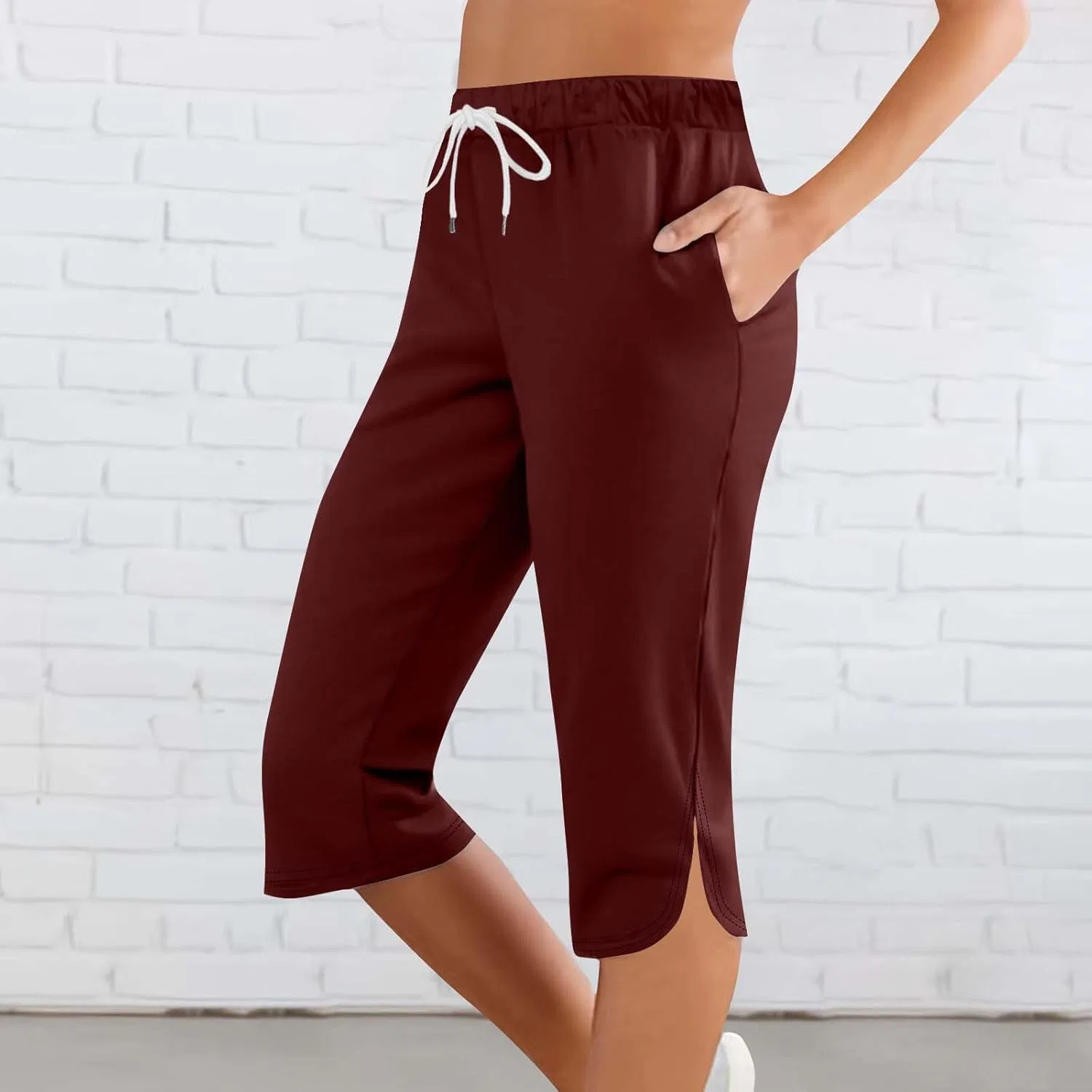 Женские капри с карманами Quick Dry, Wine — фото 2