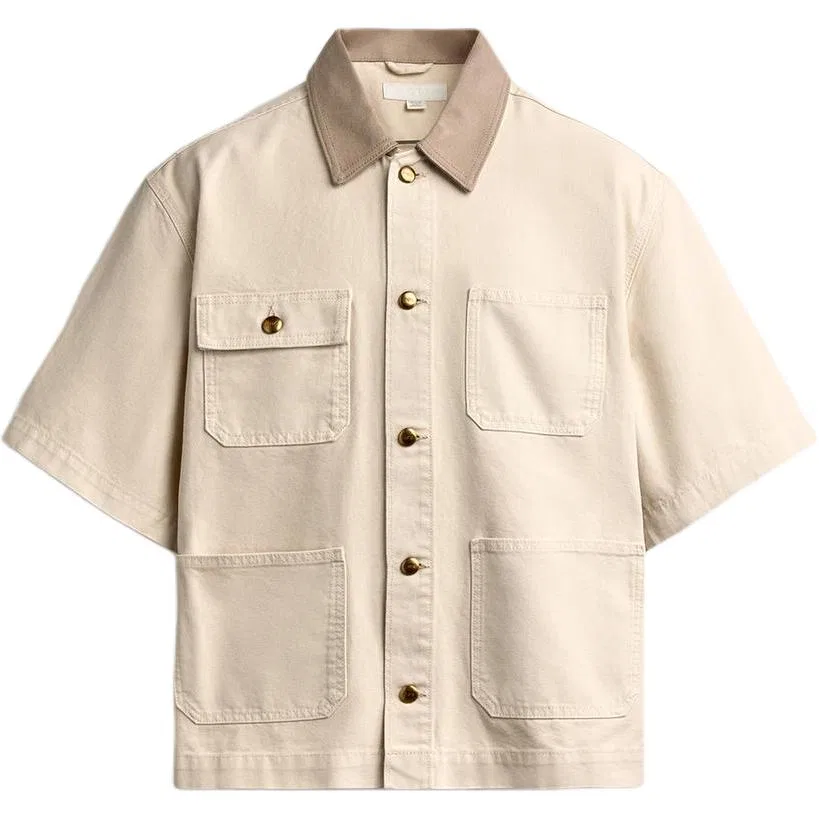 Мужская рубашка с воротником Moderate White ZARA, Raw White