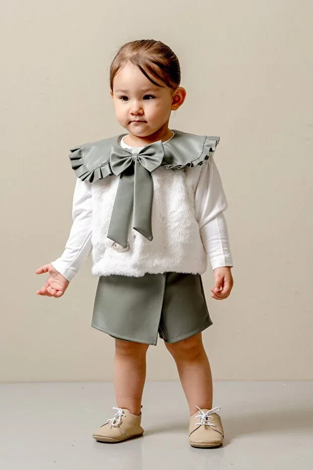 Детский комплект для девочек из кожи Glam Jnf Kids, Green