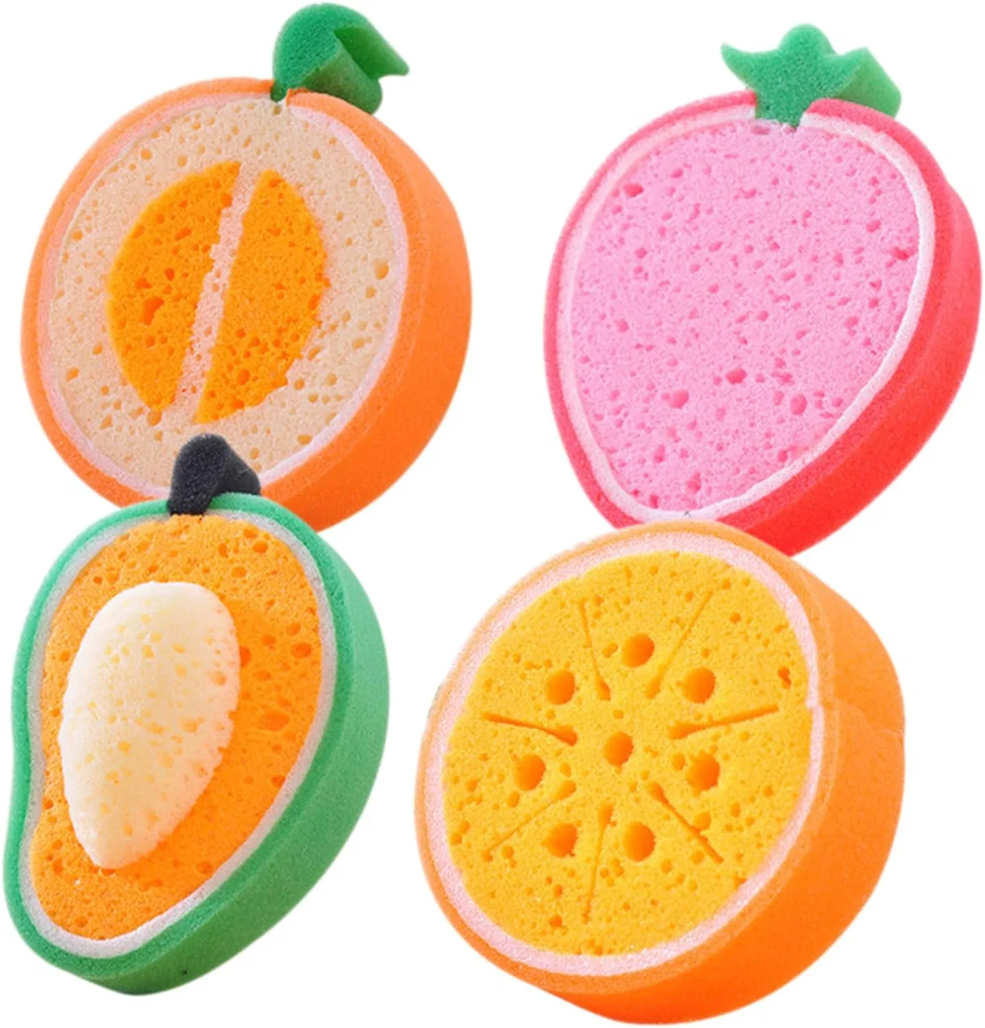 Набор бат-спонжей Fruit Shape, TOPPERFUN, 4 шт, 12x12x3.5 см, мультиколор
