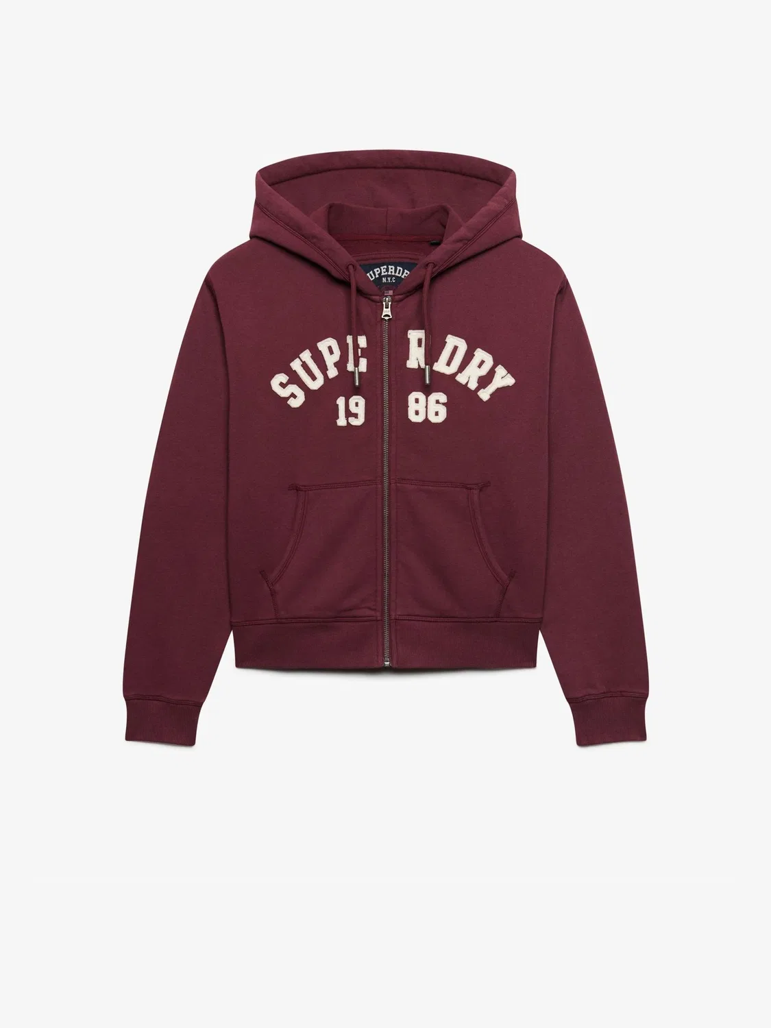 Худи с капюшоном, укороченное, Athletic Essential Relaxed Crop Zip Hoodie Superdry, красный