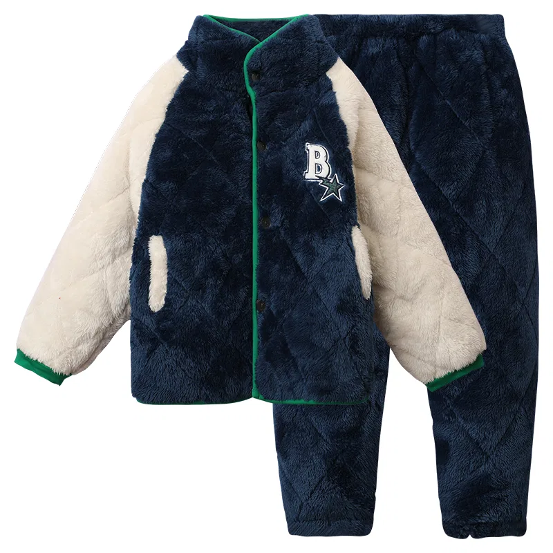 Детский комплект домашней одежды с длинным рукавом Red Bean, Navy Blue