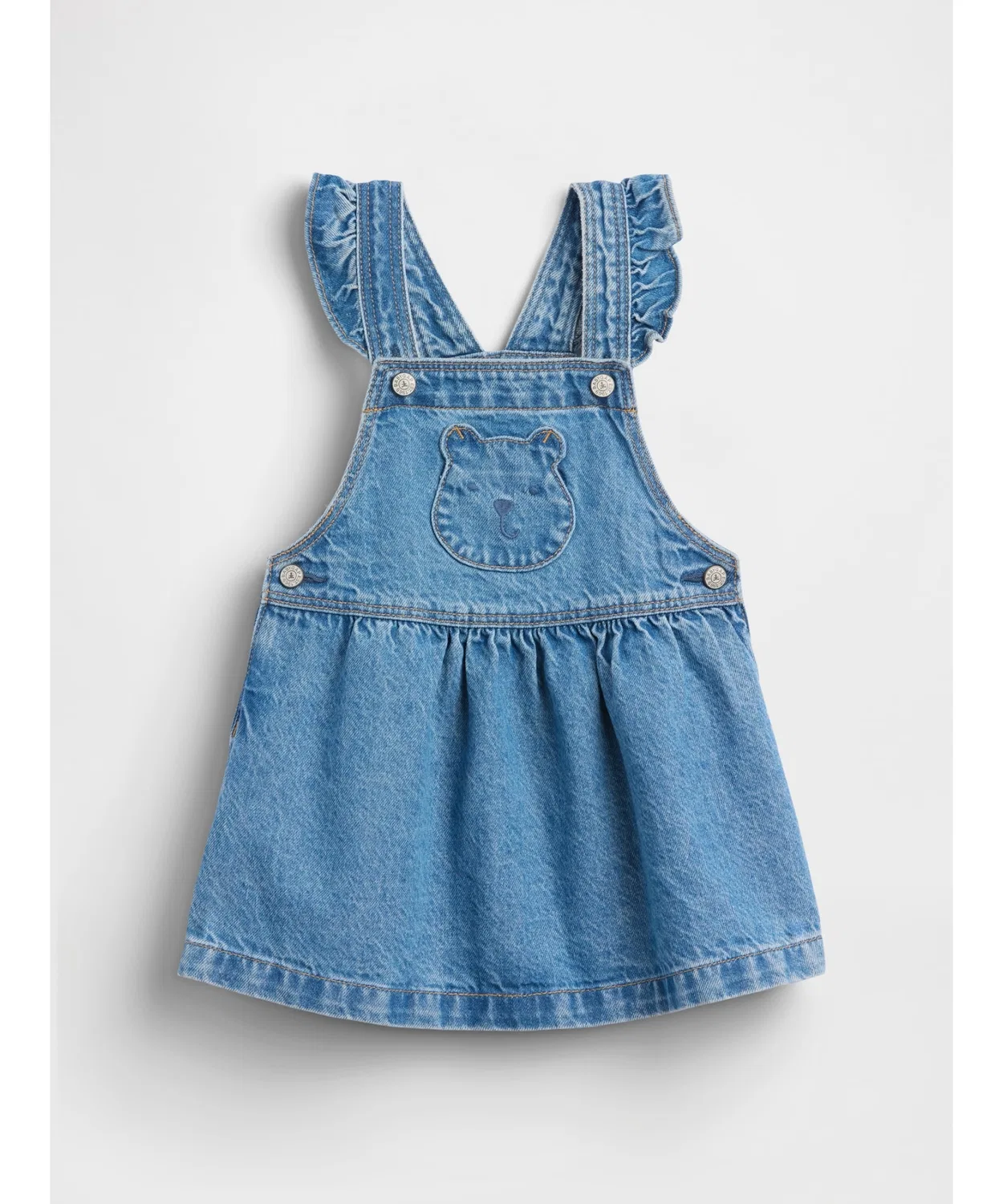 Детский денимовый сарафан с карманом-мишкой GAP, Indigo Blue — фото 2