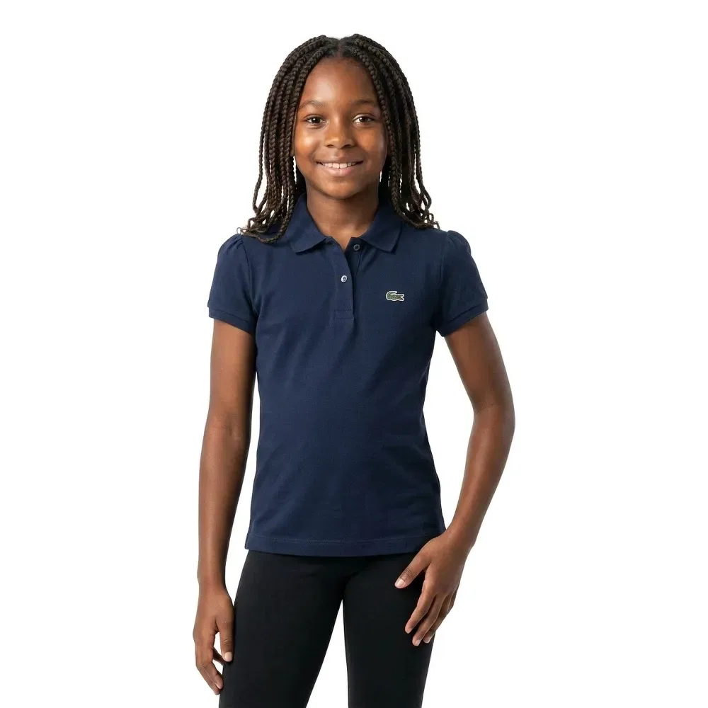 Детское поло для девочек с коротким рукавом Lacoste kids 447026, Blue
