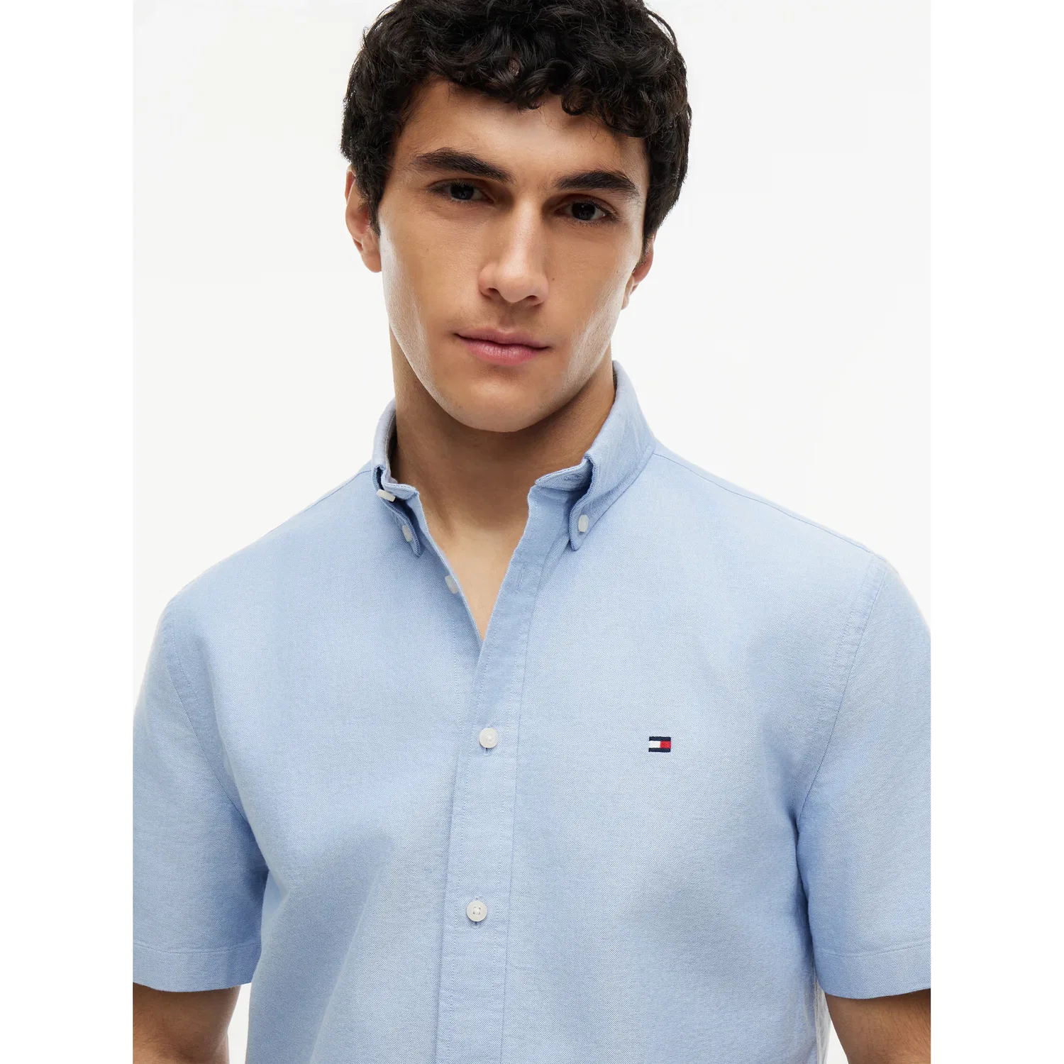 Мужская рубашка с коротким рукавом с пуговицами Heritage Oxford Tommy Hilfiger, рубашка Blue — фото 4