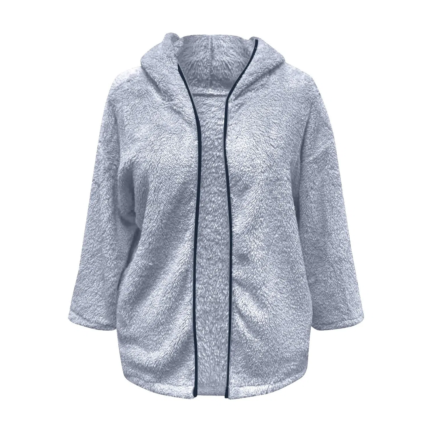 Женское пальто с длинным рукавом из плотного трикотажа, Blu — фото 3