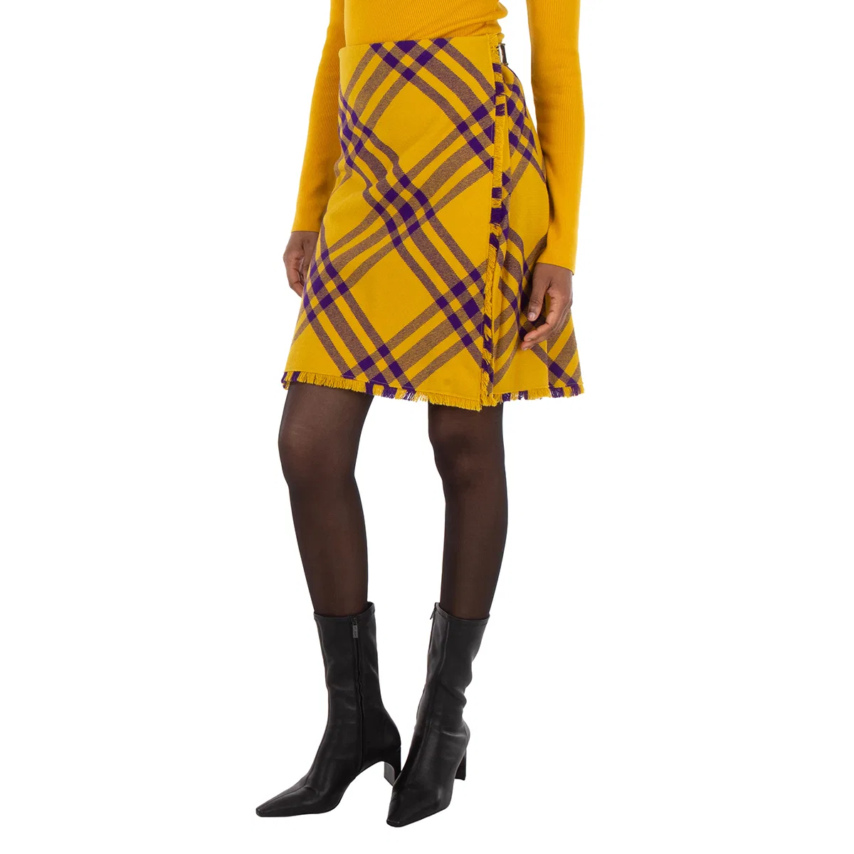 Юбка-килт с бахромой Check-Pattern Frayed Kilt Burberry, Pear Ip Check — фото 2