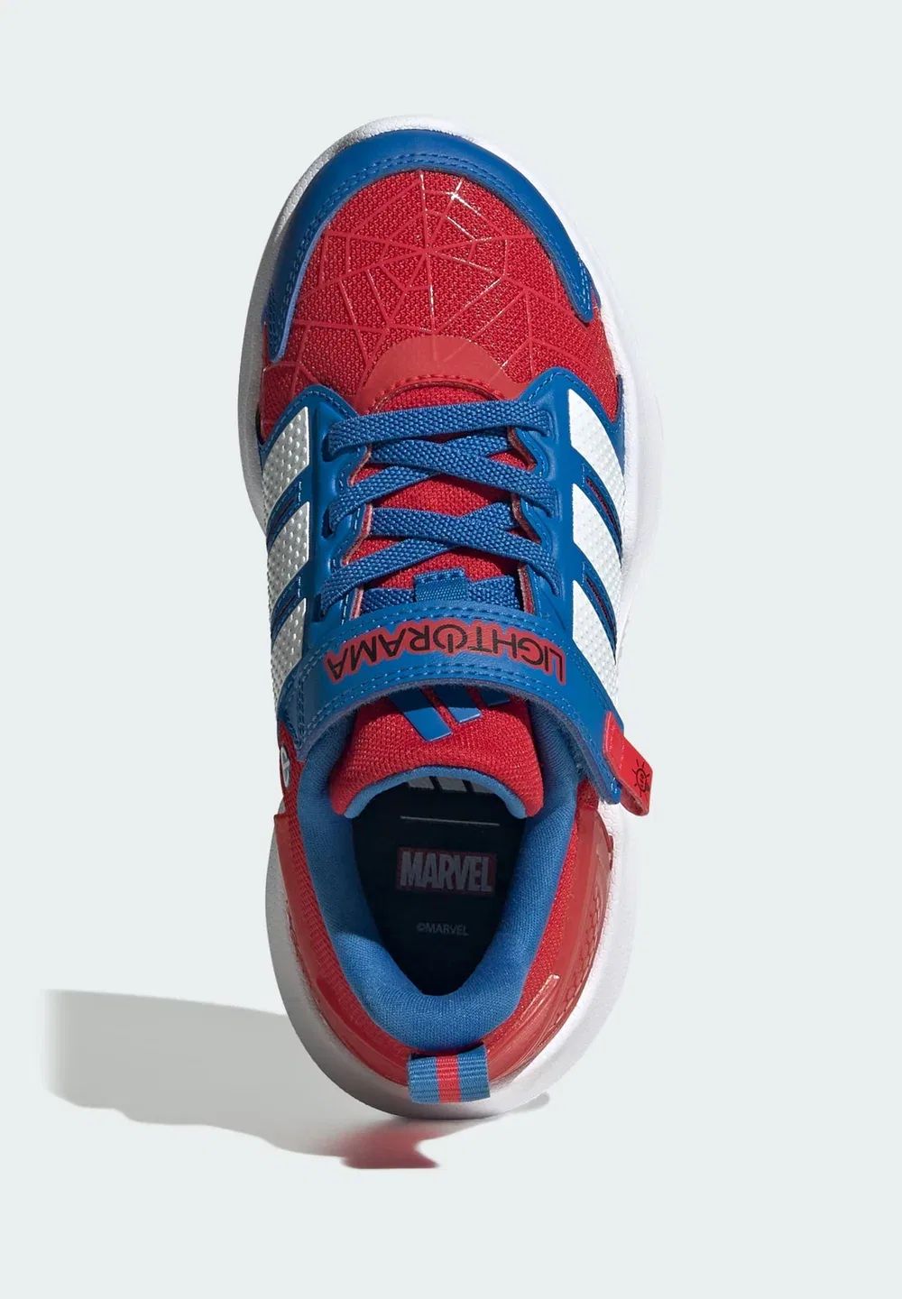 Lightorama rnr spider-man el c - кроссовки для бега по пересеченной местности Adidas Performance, Better Scarlet/Ftwr White/Bright Royal — фото 3