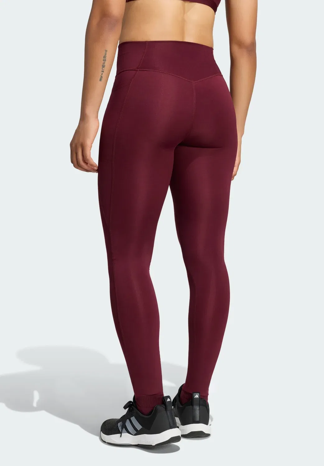 Леггинсы Adidas Optime Essentials с потайными карманами, полной длины - леггинсы Adidas Performance, Maroon — фото 2