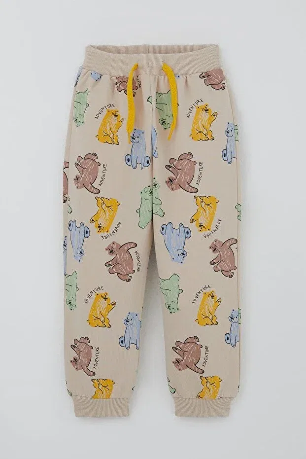 Детский спортивный комплект для мальчиков с принтом Motivational Themed Cute Teddy Bear Patterned Breeze, Beige — фото 3