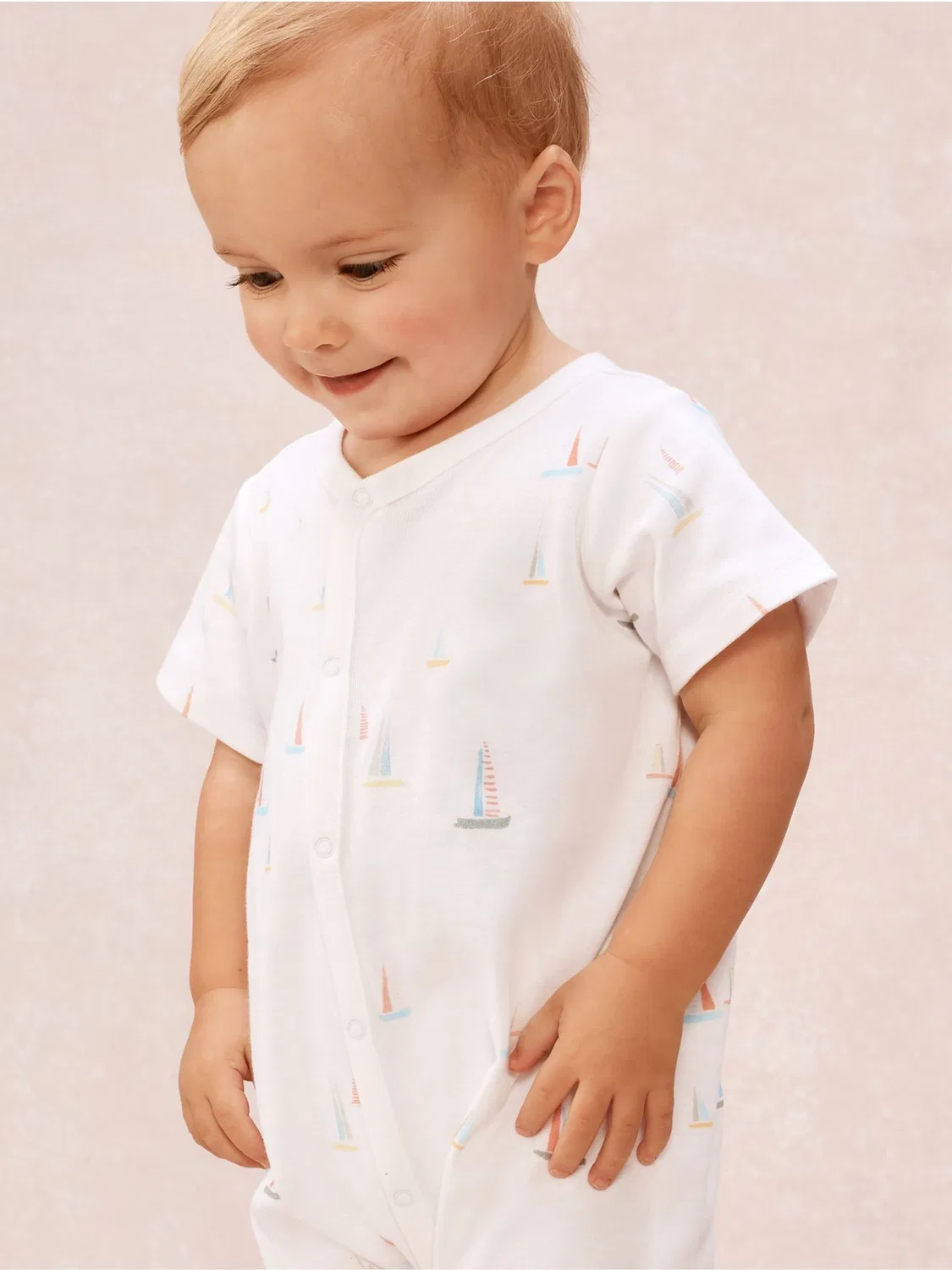 Ромпер с коротким рукавом, принт акварельные лодки The White Company, белый — фото 3