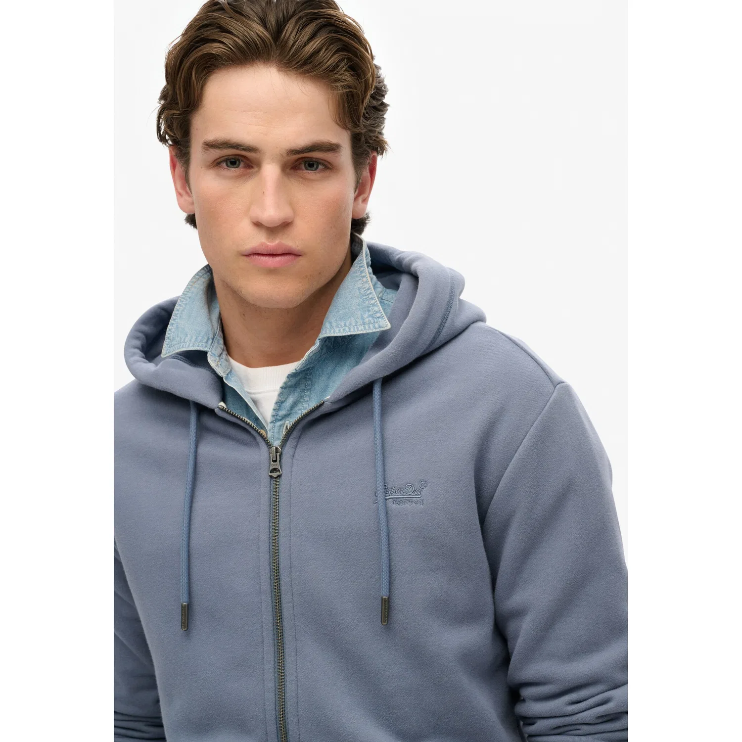 Мужская капюзонная толстовка с логотипом Superdry, Heritage Washed Blue — фото 3