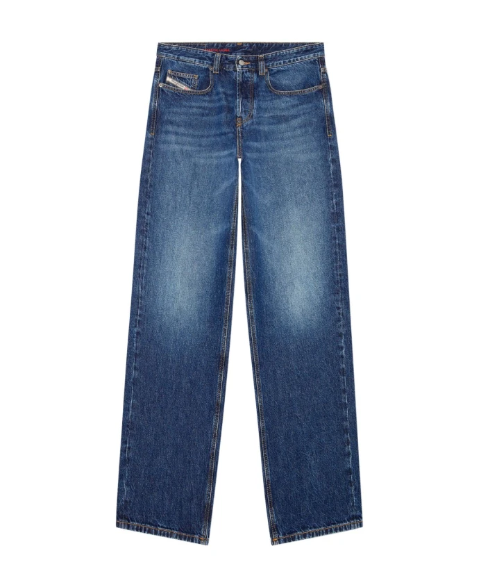 

Синие хлопковые джинсы с нашивкой-логотипом Diesel, синий