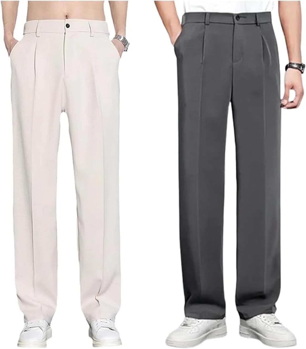 Мужские брюки суперстрейч из льняного шелка, Slim Fit, тёмно-серый — фото 2