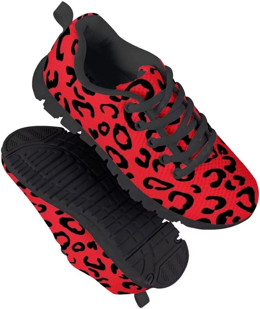 Детские кроссовки для девочек и мальчиков с принтом леопарда Dellukee, Leopard Red — фото 4