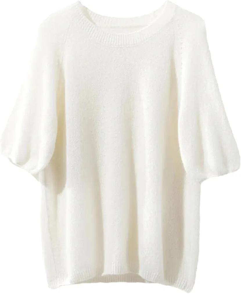 Женская футболка с фонариком рукавом свободного кроя, White