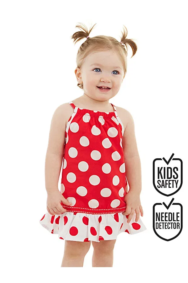 Детское платье для девочек с принтом Red Polka Dot Sling Summer Dress Denokids, Red