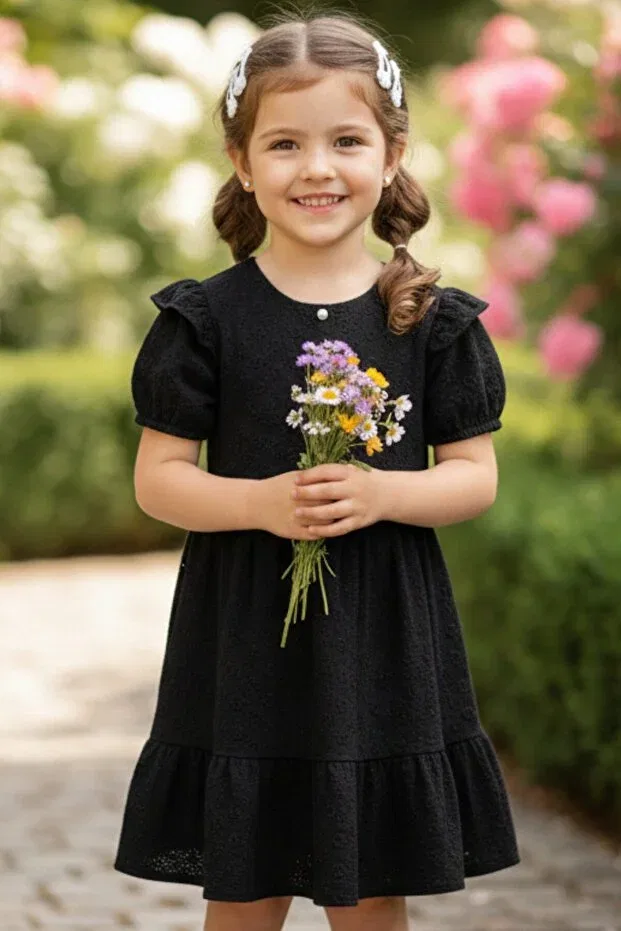 Детское платье для девочек с цветочным принтом My Kids Wear, Black