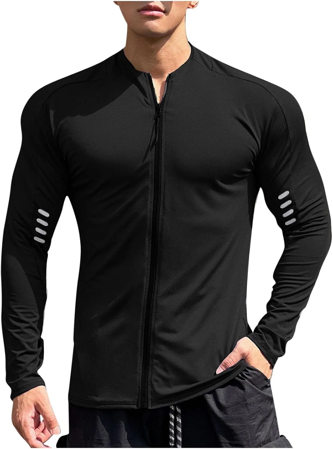 Мужская тренировочная футболка с длинным рукавом Slim Fit, Black