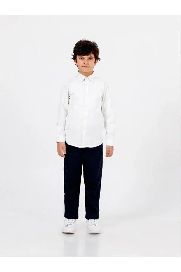 Детская классическая рубашка с длинным рукавом Zekids, White — фото 2