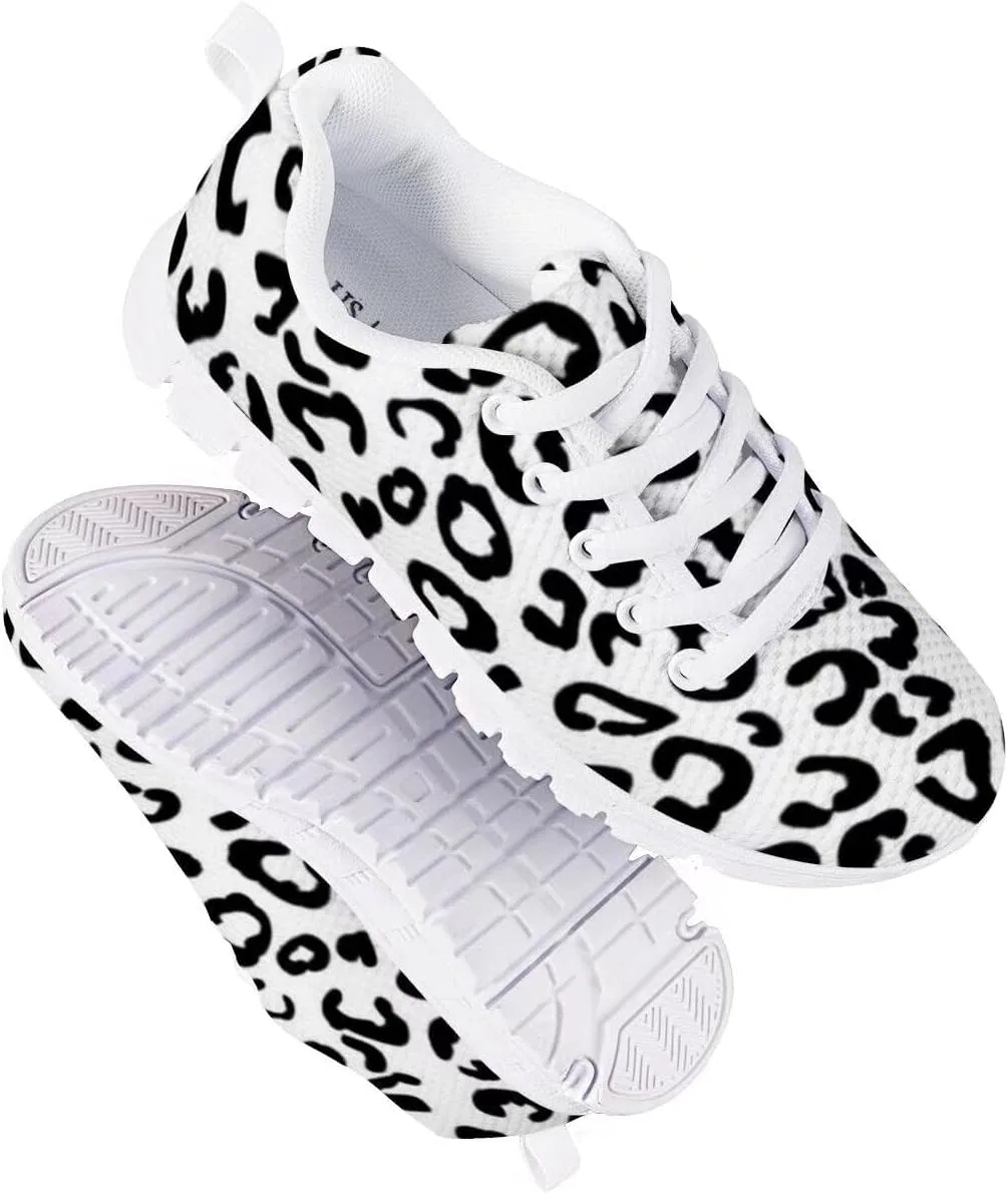 Детские кроссовки для девочек с принтом PinUp Angel Kid Girls Running Sports Sneakers Cute Casual Leopard/Floral Print Walking Shoes PinUp Angel, White Leopard — фото 3