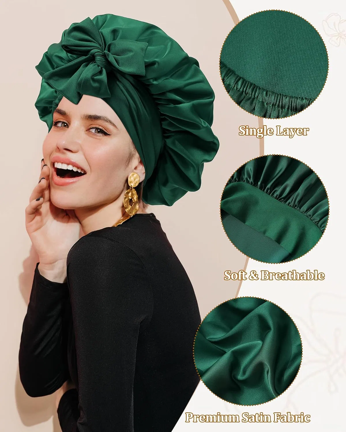 Шапочка для душа Satin Bonnet for Sleeping Women, CHLINS, Dark Ree — фото 3