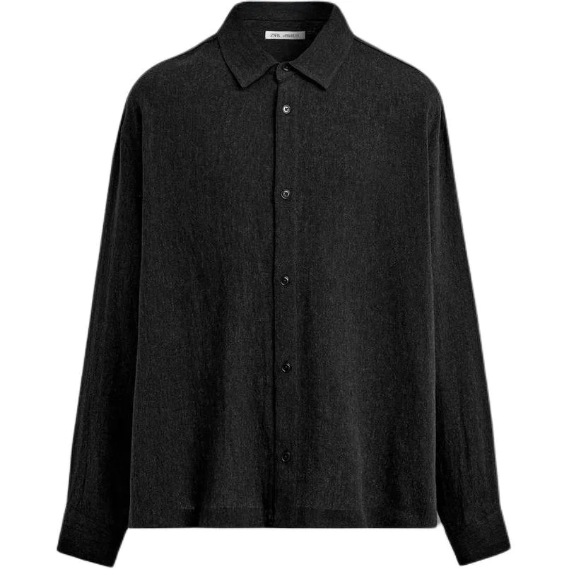 Мужская рубашка с лацканами Black Lapel, ZARA, Черный