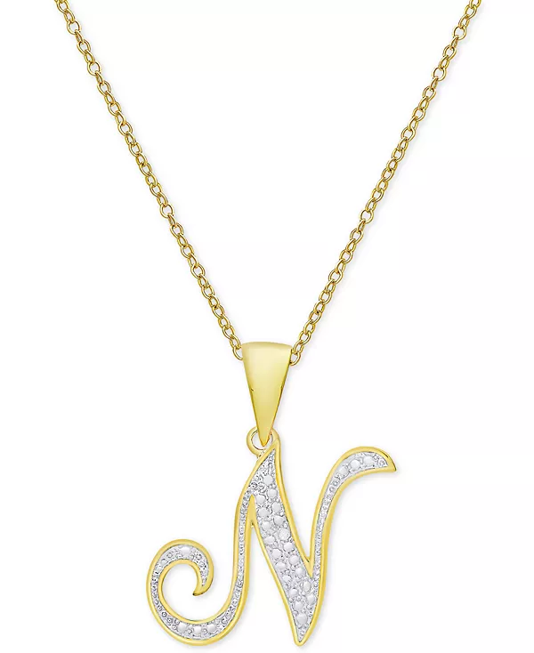 

Ожерелье с кулоном-инициалом в форме бриллианта, 18 дюймов, из серебра, золота и розового золота Macy'S, n/gold