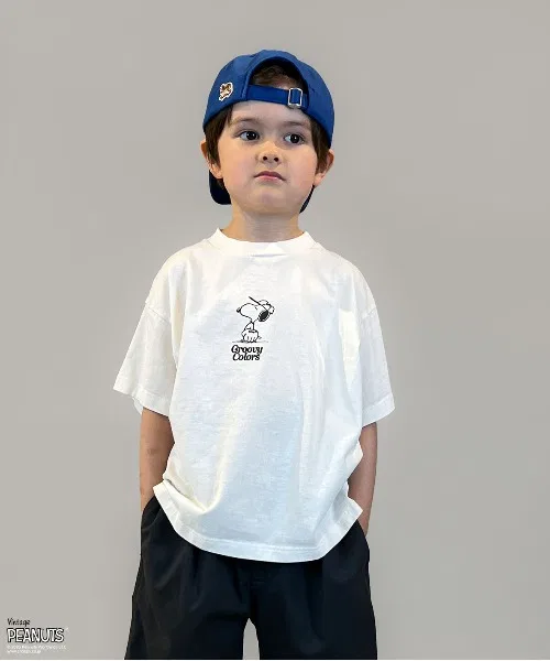 Детская футболка с принтом SNOOPY BASEBALL GROOVY COLORS, Белый