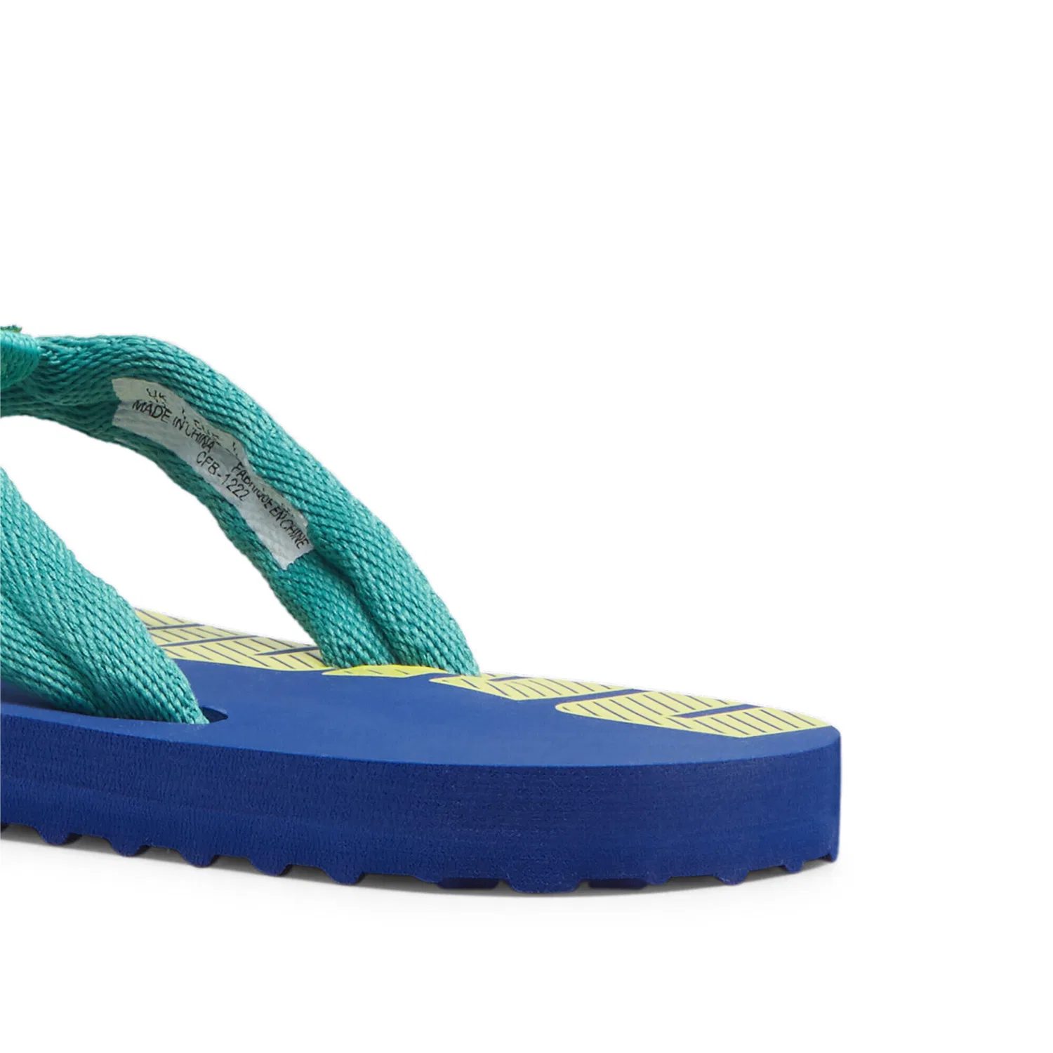 Детские шлепанцы с тканевым верхом Epic Flip v2 Puma, Cobalt Glaze Lime Sheen Blue — фото 2