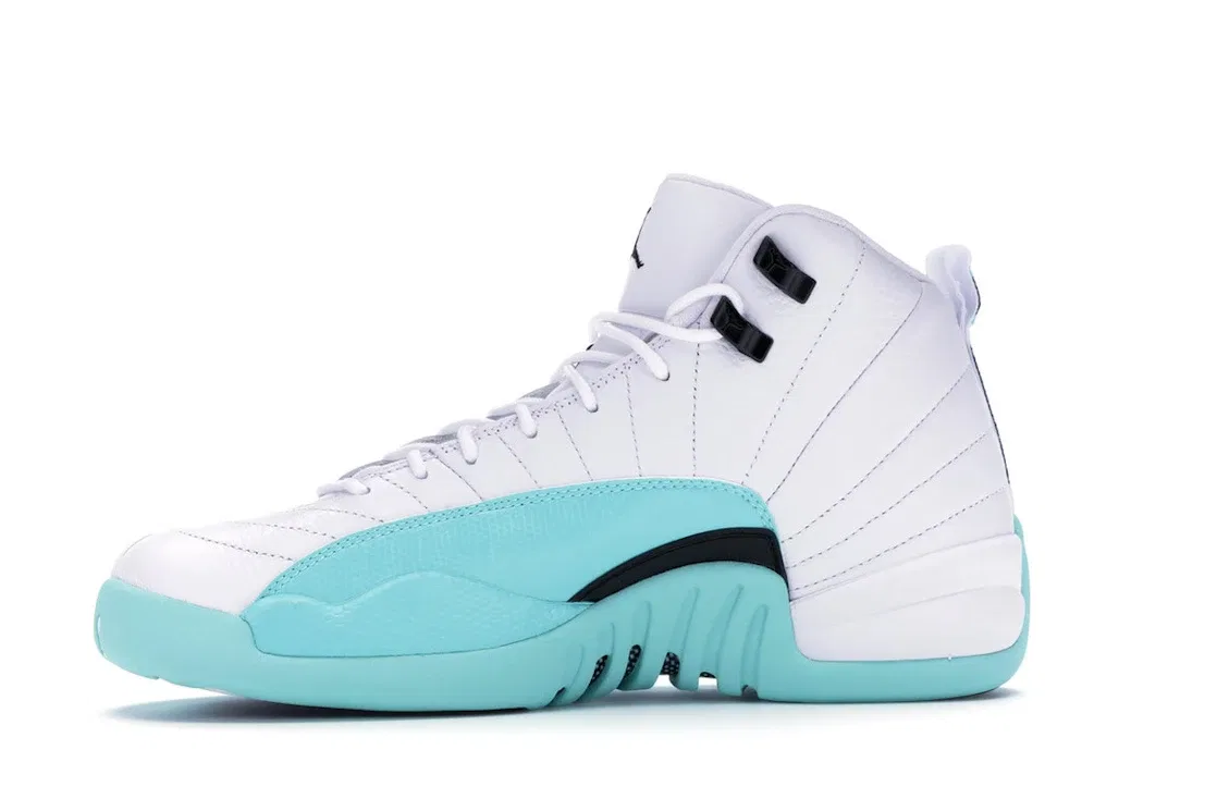 Детские кроссовки Lifestyle с цветными акцентами Jordan 12 Retro, White/Black-Light Aqua — фото 3