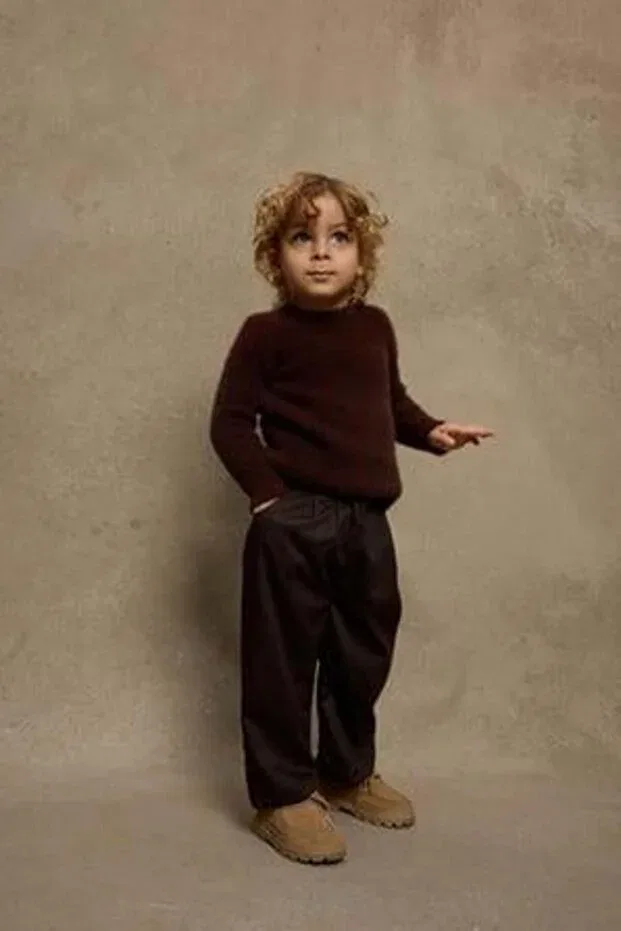 Детские брюки для девочек широкие с плиссе Fahhar Kids, Brown — фото 3