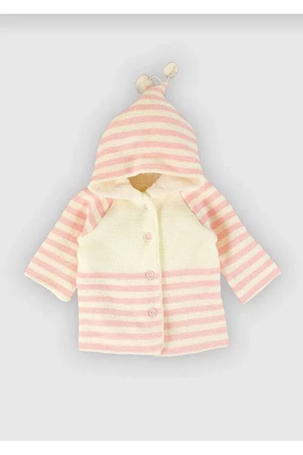 Детский кардиган с капюшоном и помпонами Basics Buufuu, Pink
